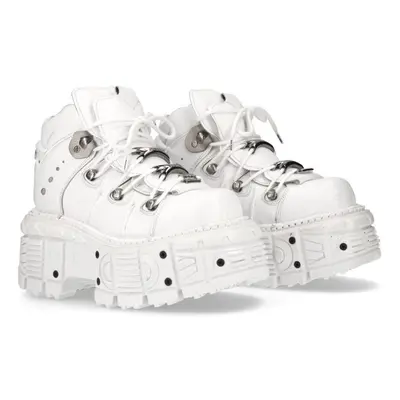 (45) New Rock M-TANK106-C1 Unisex White Leather Boots