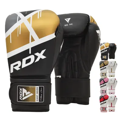 (Black, 8OZ) RDX Boxing Gloves Sparring Muay Thai Kickboxing