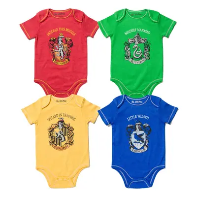 Harry Potter Gryffindor Hufflepuff Ravenclaw Slytherin Infant Baby Boys Pack Bodysuits Months