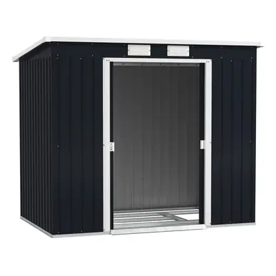 Outsunny x 4ft Metal Garden Storage Shed w/ Double Door Dark Grey