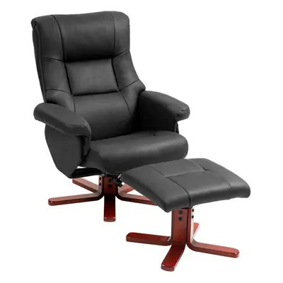 HOMCOM Recliner Chair with Footstool, Backrest Adjustable, Armchair, Black