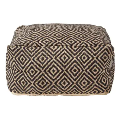 (60 x x cm) Black and Cream Bean Footstool with Aztec Pattern