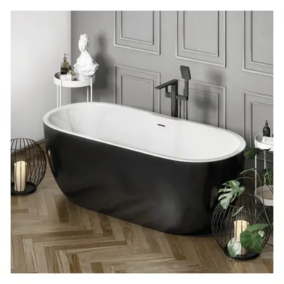 Freestanding Modern Double Ended Bath 1655mm (Black) - Manhattan By Voda Design