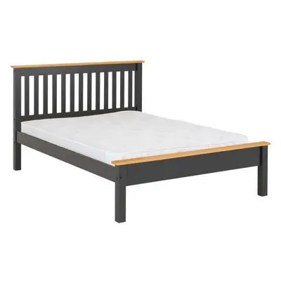 Monaco 5ft Kingsize Bed Frame Low Foot End in Gey and Oak Effect