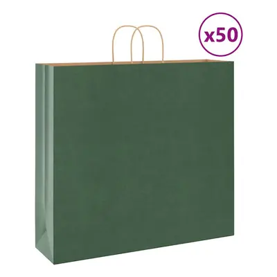 (green, x x cm) vidaXL Paper Bags pcs with Handles Brown 15x8x21 cm Grocery Paper Gift Bag