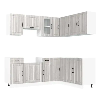 (grey sonoma) vidaXL Piece Kitchen Cabinet Set Kalmar White Engineered Wood