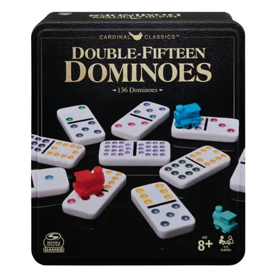 Cardinal Classics Double Fifteen Dominoes Set in Storage Tin | Dominoe