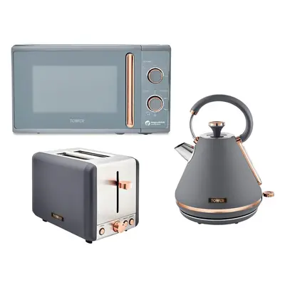 Tower Cavaletto Pyramid Kettle Toaster & Microwave Grey & Rose Gold