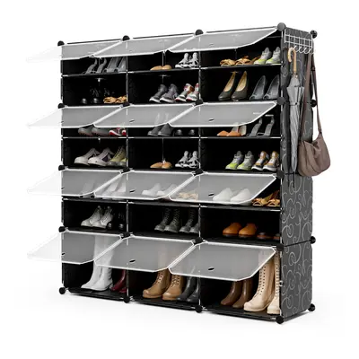 48 Pairs Portable Shoe Rack 12- Cube Shoe Cabinet with Removable Shelf