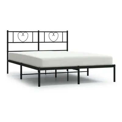 vidaXL Metal Bed Frame with Headboard Mattress Foundation Black 160x200 cm