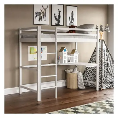 (White) Sydney Bunk Bed 3ft Single With Corner Desk Pine