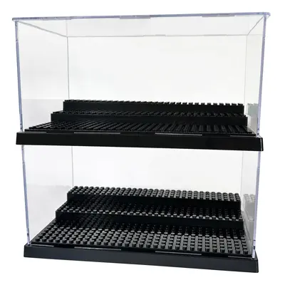 2 Pack Black Acrylic Brick Model Display Case Box for LEGO Minifigures Collectors