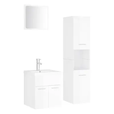 (high gloss white) vidaXL Bathroom Furniture Set Chipboard Wall Mirror Multi Sizes Multi Colors