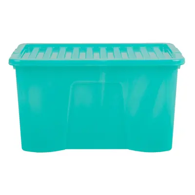 Wham Crystal Liter Plastic Storage Box With Lid 60x40x33 cm - Tint Spearmint