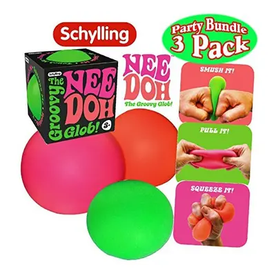 Schylling NeeDoh The groovy glob! Squishy, Squeezy, Stretchy Stress Balls green, Orange & Pink c