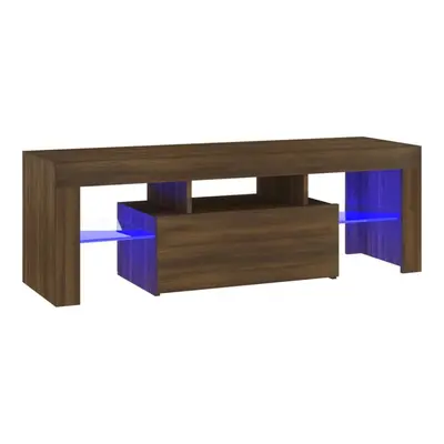 vidaXL TV Cabinet with LED Lights Brown Oak TV Stand Media Unit HiFi Cabinet