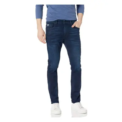 GUESS Men's Mid Rise Slim Fit Tapered Leg Jean Ringer Wash Indigo