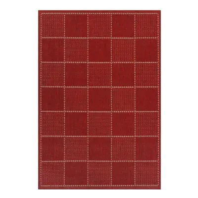 (Check - Red, x cm) Non Slip Outdoor/Indoor Flatweave Rugs Patio garden Small Extra Large Mats H