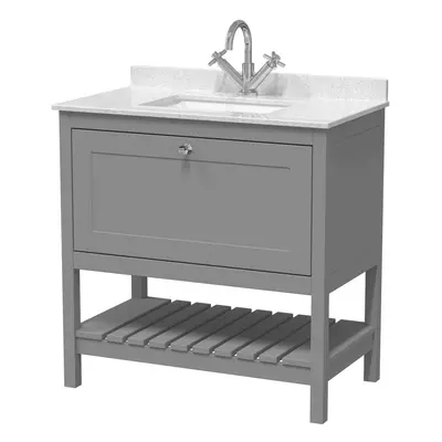 Traditional Furniture Floor Standing Drawer Vanity & Tap Hole Marble Worktop & Basin, 800mm, Coo