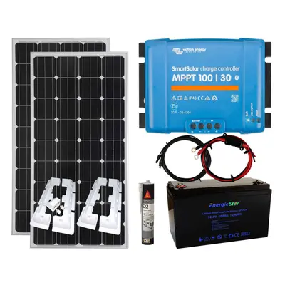 Victron 300w Solar Panel Kit MPPT Smart Controller Lithium BatteryMount with Mounting Brackets,1