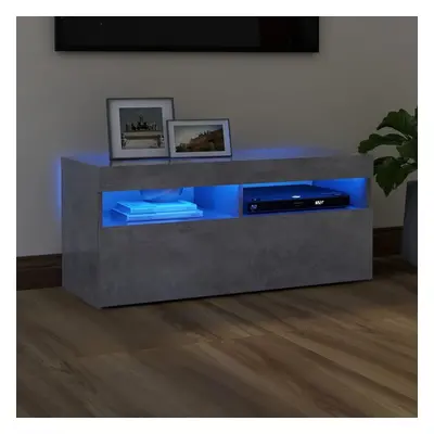 vidaXL TV Cabinet with LED Lights Concrete Grey Hifi Stand Desk Living Room