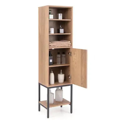 Tall Storage Cabinet Freestanding Cabinet w/Adjustable Shelf-Natural