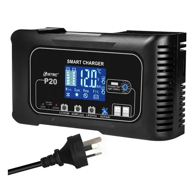 (UK Plug) 20A P20 12V-24V Smart Battery Charger For Car Motorcycle Battery Repair Charging For A