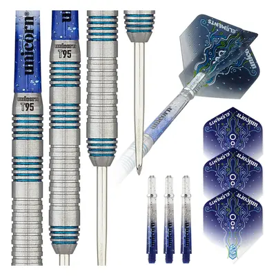 Steel Tip Darts Set | Core T95 Series Style | 95% Tungsten Barrels with Blue Accents | g