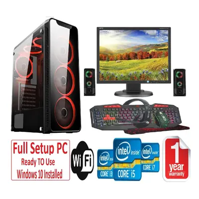 Fast GAMING PC Bundle - i5 16GB RAM 1TB+128GB SSD GTX1050TI 4GB - Speakers - FANS RED