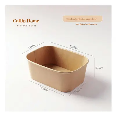 (880ml Two -color square box (single shot)) Cowhide Paper Bowls Of One -Time Lunch Box, Rectangu