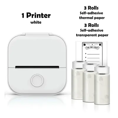 (White-6 Rolls Set 1) Phomemo T02 Portable Mini Wireless Thermal Pocket Printer Self-adhesive St