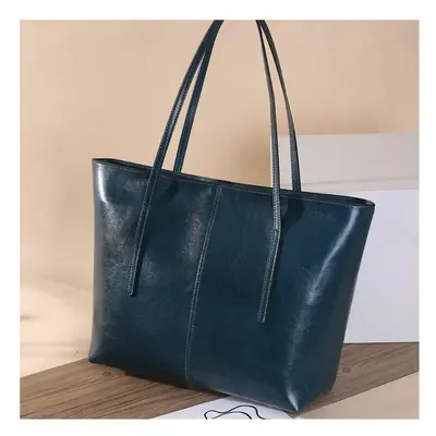 (Blue, 33x13x30cm) Women's High Capacity New Genuine Leather Women's Bag Fashion Tote Bag Women'