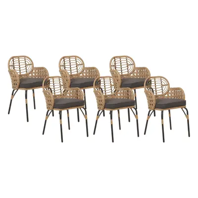 Set of Garden Chairs with Cushions PRATELLO PE Rattan Natural