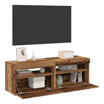 vidaXL TV Cabinets with LED Lights TV Stand pcs Old Wood Engineered Wood