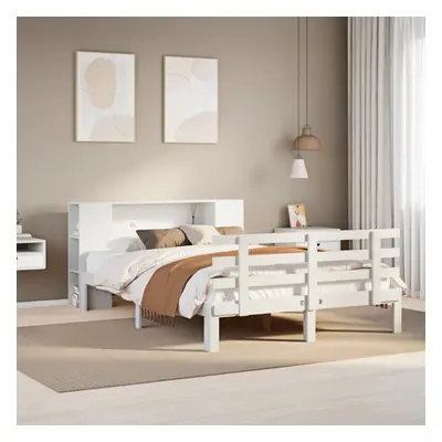 vidaXL Bookcase Bed without Mattress White 135x190 cm Double Solid Wood Pine