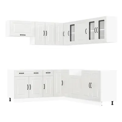 (high gloss white) vidaXL Piece Kitchen Cabinet Set Kalmar Concrete Grey Engineered Wood