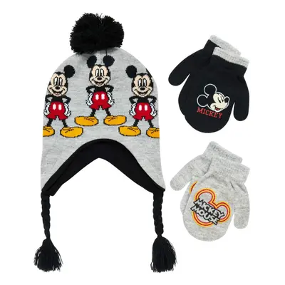 Disney Boys Mickey Mouse Winter Hat and Pair Mitten or Gloves Set (A