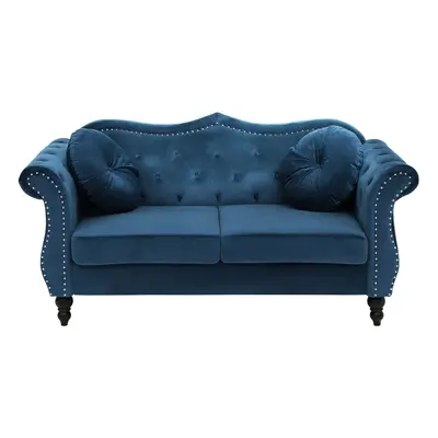 2 Seater Velvet Sofa Navy Blue SKIEN