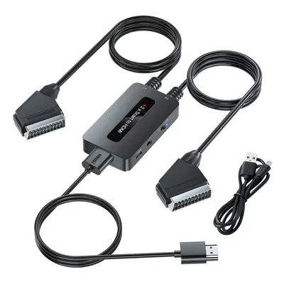 Dual Ports Scart to HDMI Converter with : and : Aspect Ratio Output Switch, x Scart to HDMI, Two