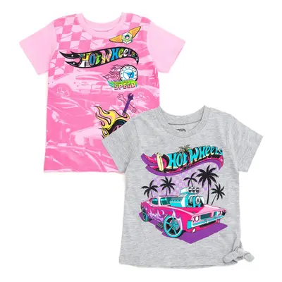 Hot Wheels Toddler Girls Pack T-Shirts Pink/Gray Built for Speed 4T