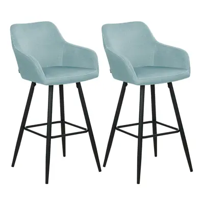 Set of Bar Chairs CASMALIA Velvet Light Blue