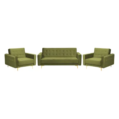 Modular Velvet Living Room Set Green ABERDEEN