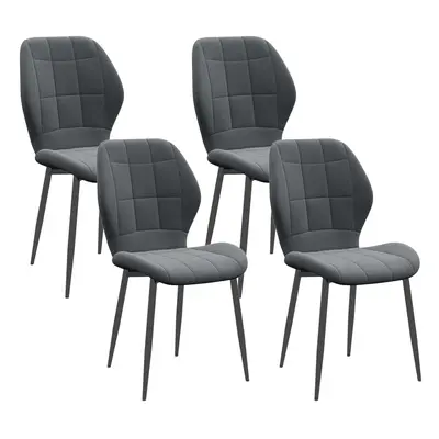 HOMCOM Modern Style Kitchen Chairs Set of with Flannel Upholstered, Dark Grey