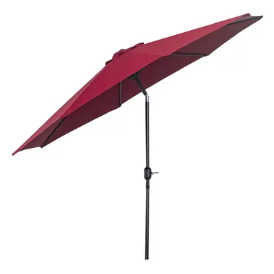 Outsunny 3(m) Patio Umbrella Outdoor Sunshade Canopy w/ Tilt & Crank Wine Red