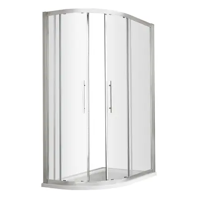 8mm Toughened Safety Glass Offset Shower Quadrant, Chrome - x 900mm