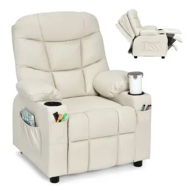 Kids Youth Recliner Chair Toddler Upholstered Lounge Recliner-Beige