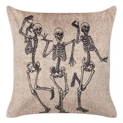 Velvet Cushion Skeleton Pattern x cm Beige MORTESTI