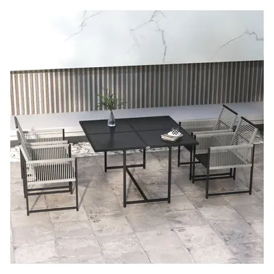 Outsunny Pieces Patio Dining Set with Foldable Back, Light Grey