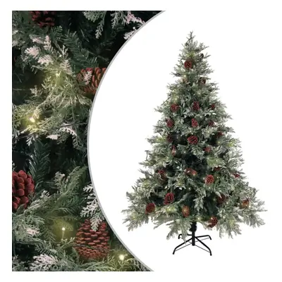 vidaXL Pre-lit Christmas Tree with Pine Cones Decor Green and White PVC and PE