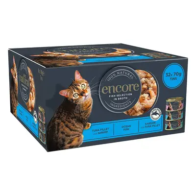 Encore 100% Natural Wet Cat Food Multipack Fish Selection, 70g Tins (Pack of 32)